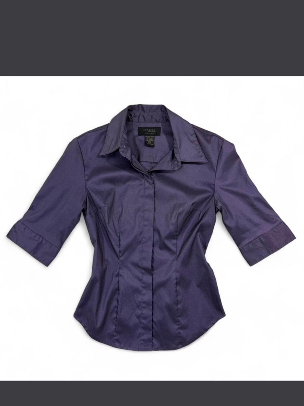 Express Deep Purple Fitted Button-Front Blouse